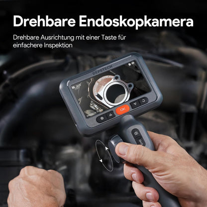 DEPSTECH Endoscoopcamera met licht, 210 graden draaibare inspectiecamera, 1,5 m, waterdichte slangencamera