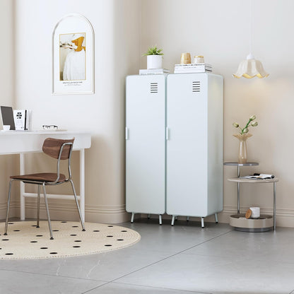 MEUBLE COSY Hoge kast voor woonkamer, kast, commode, slaapkamer, kantoorkast met deuren en planken, industrieel, metaal, wit, 40 x 40 x 137 cm