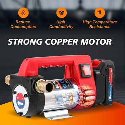 Mxmoonant Draadloze elektrische dieselpomp, zelfaanzuigend, draagbaar, 50 l/min, 260 W, 4200 rpm, 4 kg, met 2 x 2000 mAh lithium batterij, voor diesel, kerosine