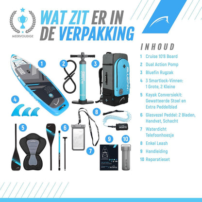 Bluefin SUP Cruise 10'8 Opblaasbaar Paddleboard voor volwassenen Makkelijk en Veilig Mee Te Nemen