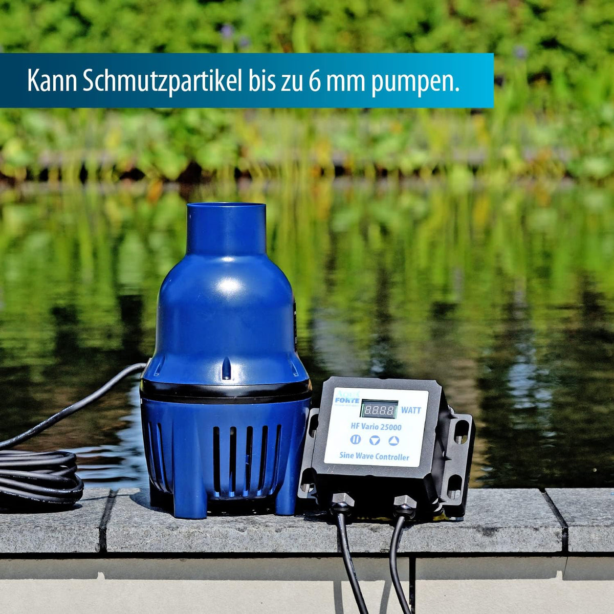 AquaForte HighFlow Vario-S 35.000 Vijverpomp, 60-200 watt, maximaal debiet 35 m3/uur, opvoerhoogte 4 meter, regelbaar met externe controller, uitgang 110 millimeter