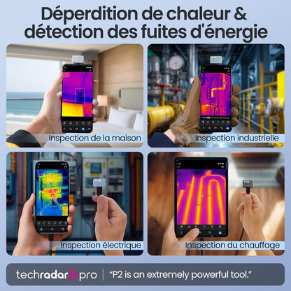 P2 Warmtebeeldcamera voor Android-telefoons infraroodcamera X³ IR-resolutie 512 x 384 heldere warmtebeelden voor huisinspectie -20 tot 600 ℃ 15x zoom, niet voor iPhone 15/16
