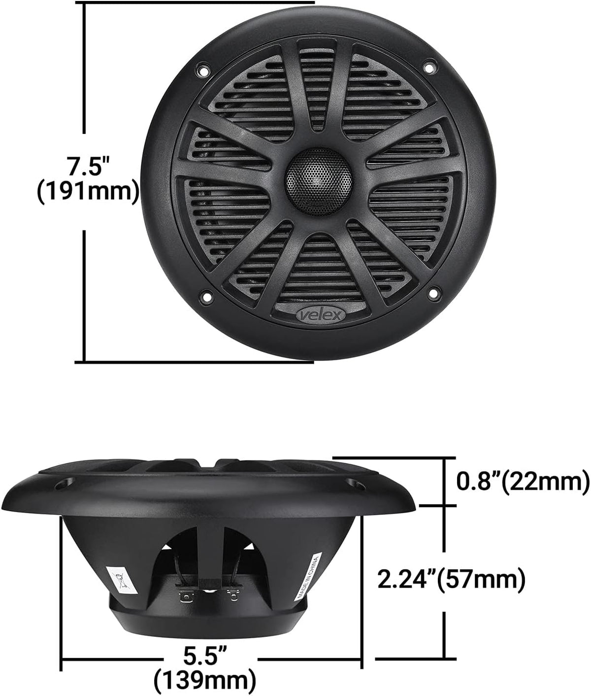 Marine Audio Systeem Stereo Speaker Pakket, Bluetooth, MP3 USB DAB+AM FM Marine Stereo - 2 x 6.5 Inch Zwarte Luidsprekers, Antenne