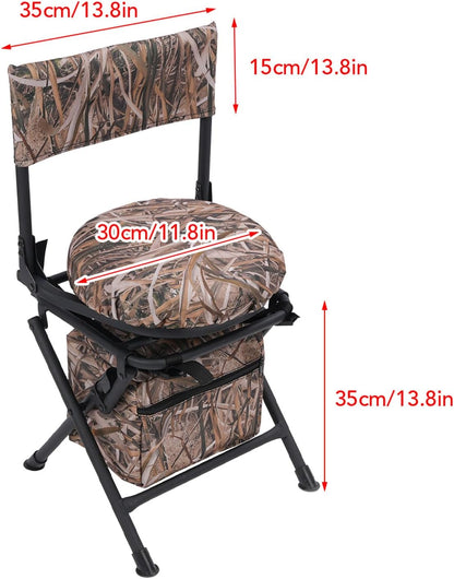 360 Swivel Blind Chair, 360 Graden 600d Oxford Fabric Silent Hunt -stoel, Lichtgewicht Draagbare Draagbare Viskampingsstoel Opvouwbare Compacte Vissenkruk voor Buiten
