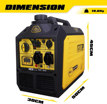 Aceup Energy 2000 W inverter-stroomgenerator, benzinegenerator, stroomgenerator, noodstroomaggregaat, 4-takt motor voor camping