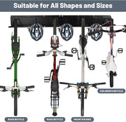 Fietsenrek - Fietsstandaard - Fietshouder - Fietshaak - voor 6 Fietsen  - 5 Helmen - Verstelbare - Verticale Wandfietsophanging - met Framebescherming - voor Woning - Garage - Opslag - Zwart
