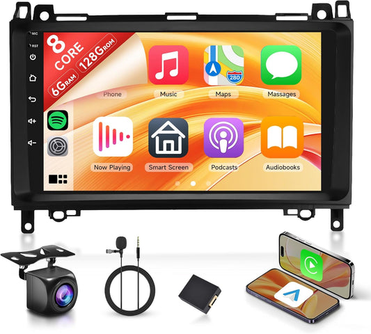 8 Core 6+128G Android Car Radio for Mercedes Benz Class A W169 Class B W245 W639 Vito W639 Viano W906 Sprinter Wireless Carplay 9" with Android Car Mirror Link Bluetooth FM/RDS/EQ/DSP WiFi GPS - QUORE
