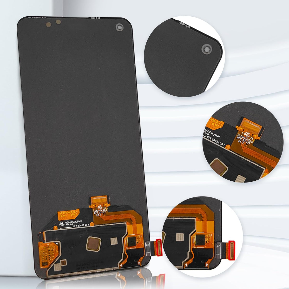 Gloednieuw 6,43 inch AMOLED-display compatibel met OnePlus Nord 2T CPH2399, CPH2401 (zwart zonder frame) (met vingerafdruk) lcd-display, touchscreen digitizer + gereedschapsset