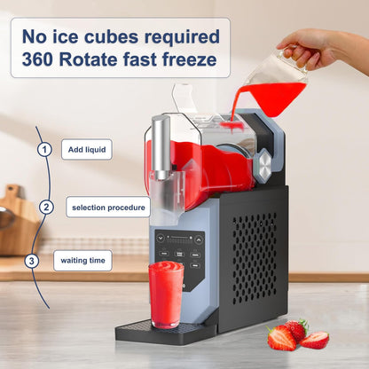 Slushy-machine voor thuis, 2 liter grote capaciteit bevroren drankmaker, geen ijsblokjes nodig, met 5 instellingen & auto-cleaning slushie machine voor ijs, smoothies, milkshakes