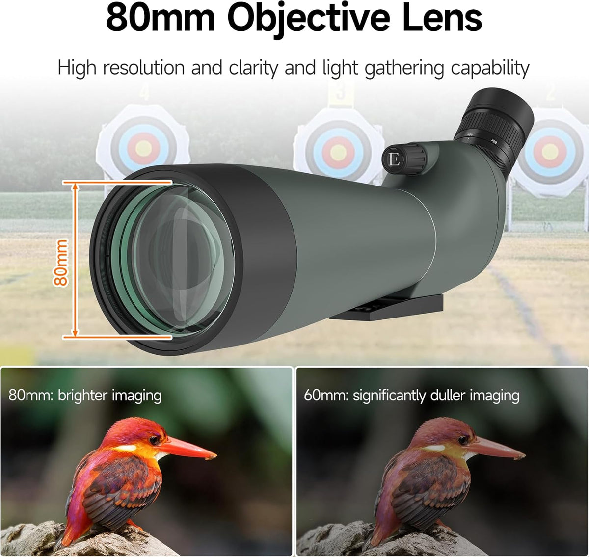 Svbony SV28 Spotting Scope 20-60X80, BAK4 Prism MC Optiek Monoculair met Statief Telefoon Adapter 45 Gebogen Oculair Spotting Scope voor het observeren van vogels