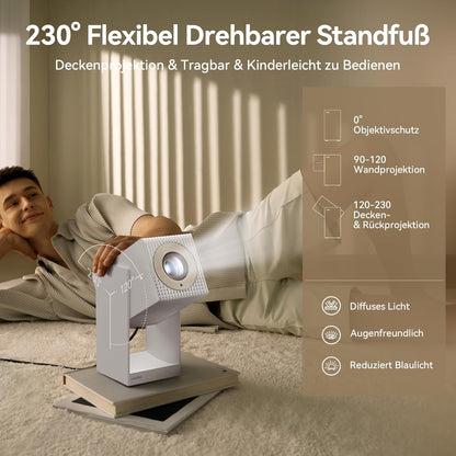 WANBO Cube 2 Pro Smart Beamer Android TV/Netflix, 500ANSI, Len Protect, 230° Rotable, ToF Autofocus Keystone, CEC, Bluetooth WiFi, Native 1080P Draagbare Mini Projector Thuis Outdoor, White
