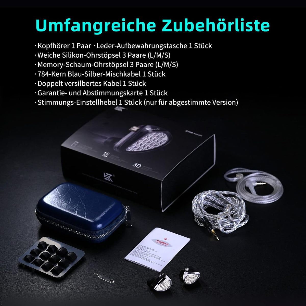Sonata In-ear monitor hoofdtelefoon, 28 gebalanceerde armatuur met standaard en tuning versie, verzilverde kabel, HD-microfoon voor musici en audiofielen, oortelefoons