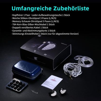 Sonata In-ear monitor hoofdtelefoon, 28 gebalanceerde armatuur met standaard en tuning versie, verzilverde kabel, HD-microfoon voor musici en audiofielen, oortelefoons