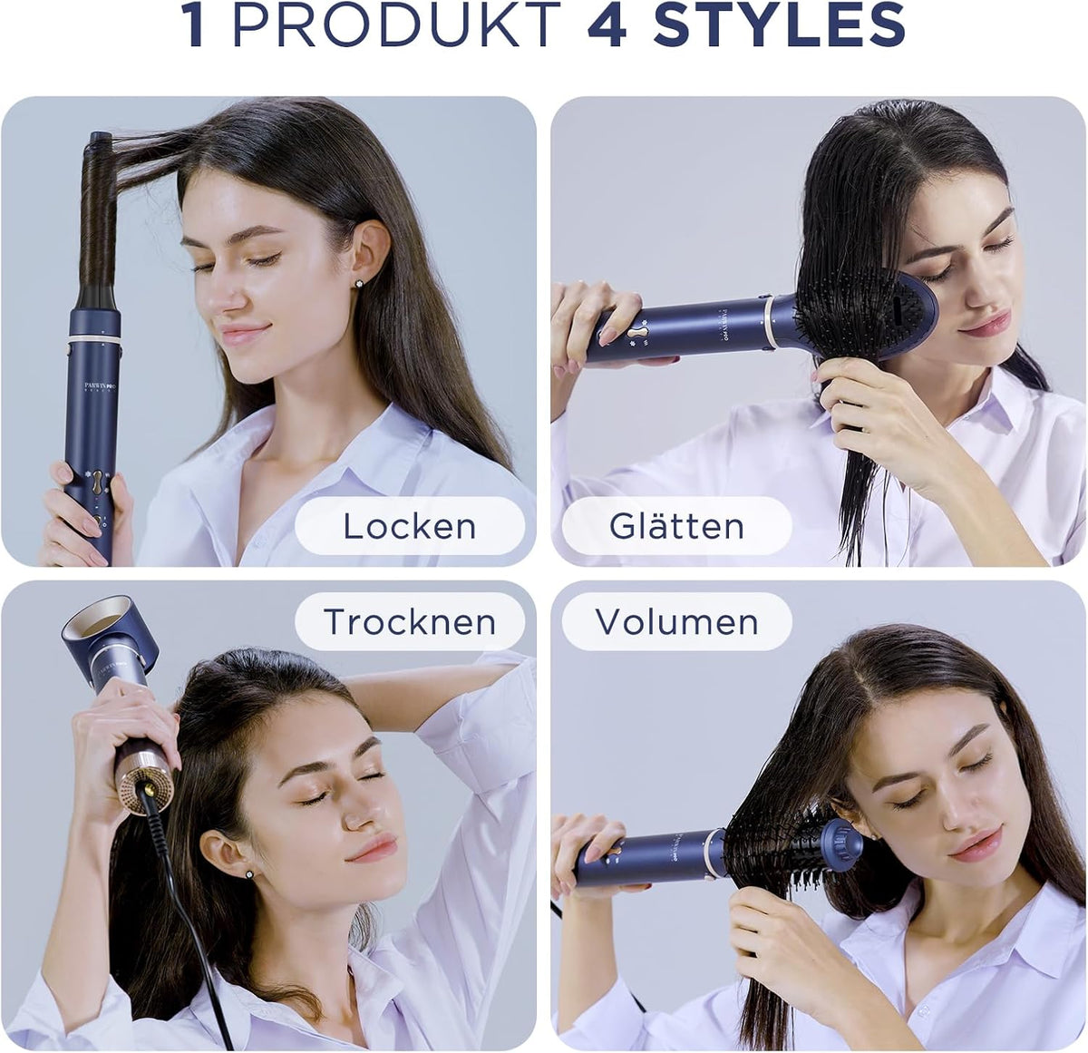 5-in-1 Airstyler – Haarstyler – Haardroger – Warme Luchtborstelset – Föhnborstel – Blauw – Drogen En Stylen In Eén – Geschikt Voor Verschillende Looks