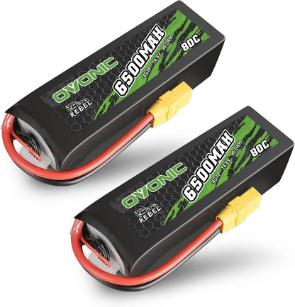 OVONIC 4S Lipo-accu 6500mAh 80C 14.8V met XT90 stekker voor RC Auto RC Truggy Buggy RC Hobby (2 stuks)