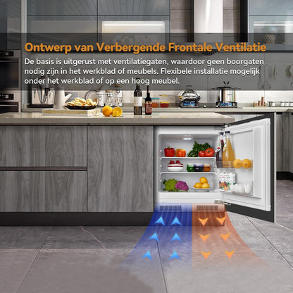 Inbouwkoelkast – Keukenkoelkast – Compacte Koelkast – Inbouw Koelapparaat – Koelkast Zonder Vriesvak – 110 Liter – Low Frost Technologie – Omkeerbare Deurscharnieren – Temperatuurregeling – LED-Verlichting