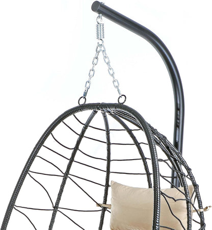 Wiltec hangstoel loungestoel in- en outdoor tot 130 kg cocoon eistoel eggchair met frame en kussens