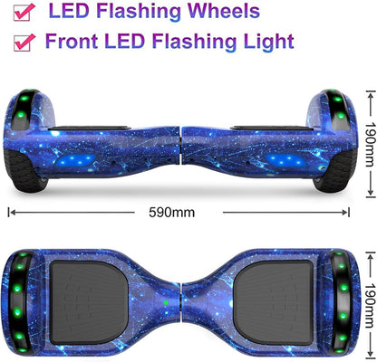SISIGAD Hoverboard, elektrische step met Bluetooth en 6,5 inch flitswielen en led-koplampen, spatborden, alle terreinen, voor kinderen