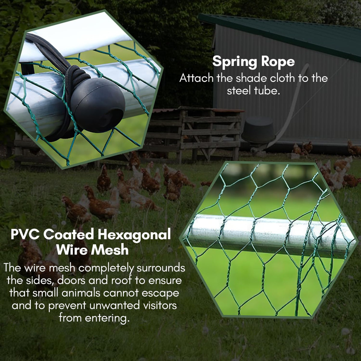 3 x 6 x 2 m, chicken coop, free running with lock and door, metal animal enclosure, 18 m², chicken house, outdoor run for chicken cage and small animals