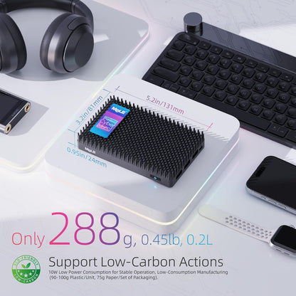 MeLE Mini-PC zonder ventilator, Cyber X1 N150, 16 GB RAM, 512 GB SSD, USB-C volledig functioneel met USB PD3.0, videoweergave en gegevensoverdracht, 2 x HDMI 2.0