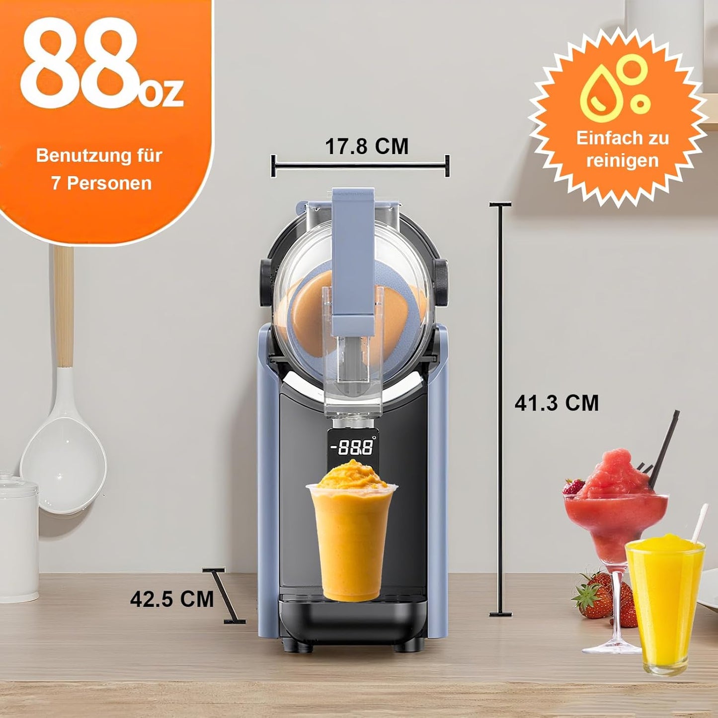 Slush-machine voor thuis, geen ijs nodig, automatische reiniging, bevroren drankmachine met 5 vooraf ingestelde programma's, voor het maken van slushie