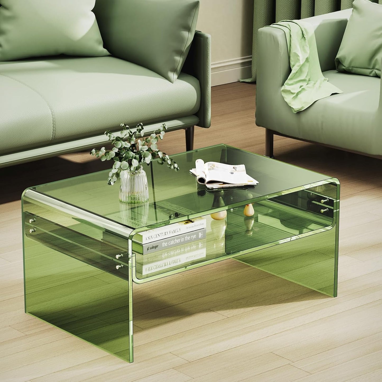 Acryl Salontafel, Transparant Helder Acryl Tafel (Groen, 50 cm)