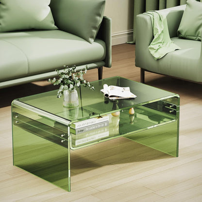 Acryl Salontafel, Transparant Helder Acryl Tafel (Groen, 50 cm)