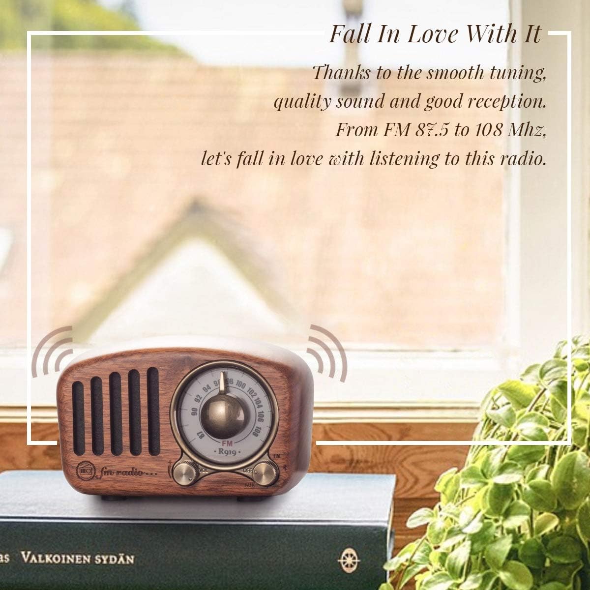 Draagbare Radio - Retro Radio - met FM - MP3-speler - via SD - Bluetooth - AUX - 270° Wijzerplaat - Battery-Aangedreven - 10.6 x 5 x 6.8 cm - Klassiek Walnoot Hout