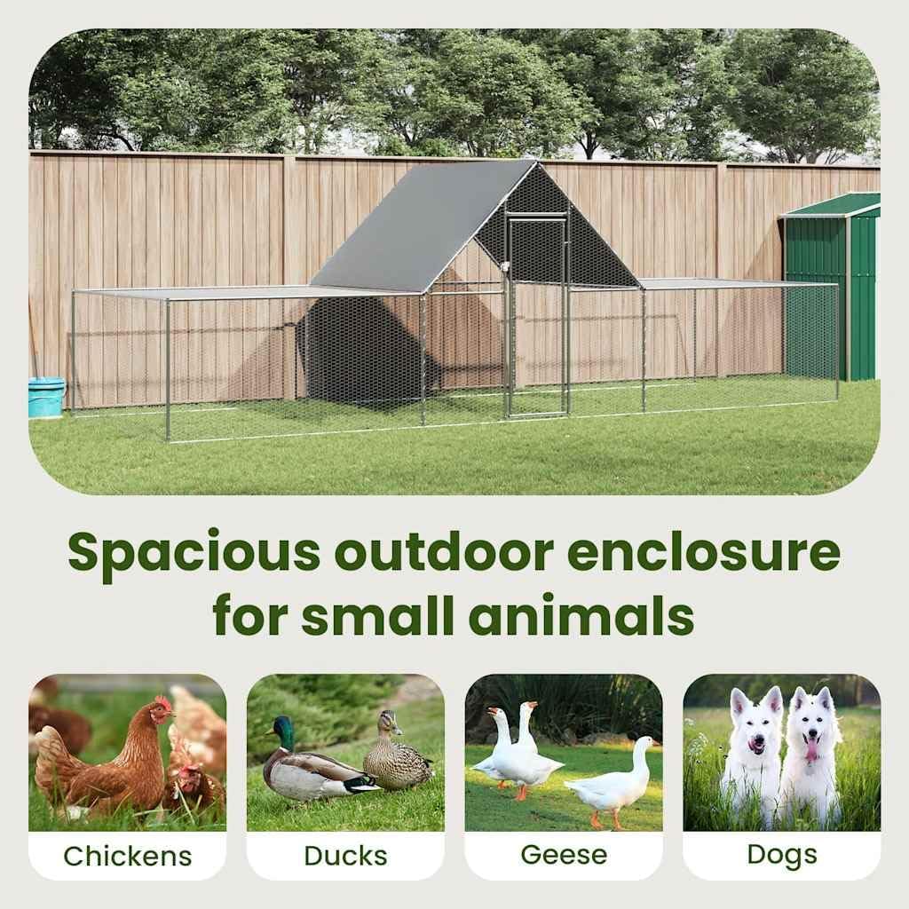 vidaXL Chicken Coop Galvanized Steel Chicken Coop Chicken Run Run Chickens Chick - QUORE