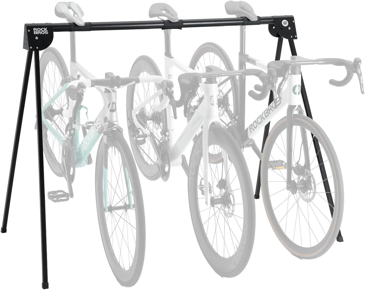 ROCKBROS Foldable Outdoor Bicycle Carrier 3/5 Bikes, Bike Floor Mount Capacity 80/120 kg, Stable and Rustproof, Parking Rack, Garage, Home, Road Bike, Mountain Bike, Black - QUORE
