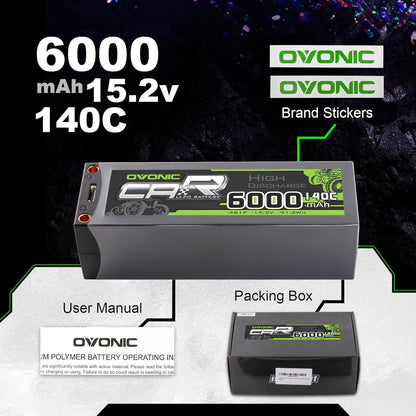 OVONIC 4S Lipo-accu 140C 6000mAh 14.8V Shorty Lipo-accu met EC5-stekker voor RC Car Monster Truck Crawler RC Hobby (2 stuks)