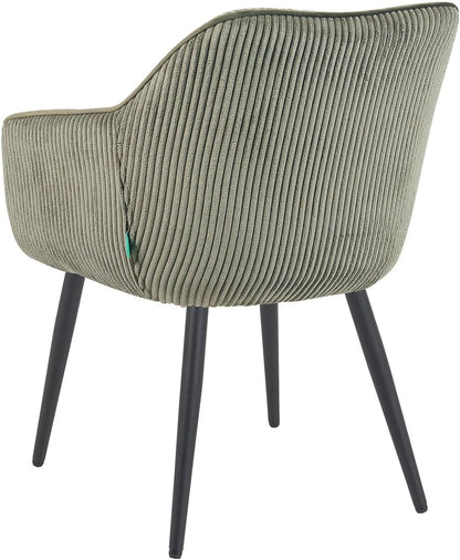 Draaistoel Eetkamerstoel – Stoel – Eetstoel – Zwarte Poten – Groene Bekleding – 360° Draaibaar – Massief Eikenhout Frame
