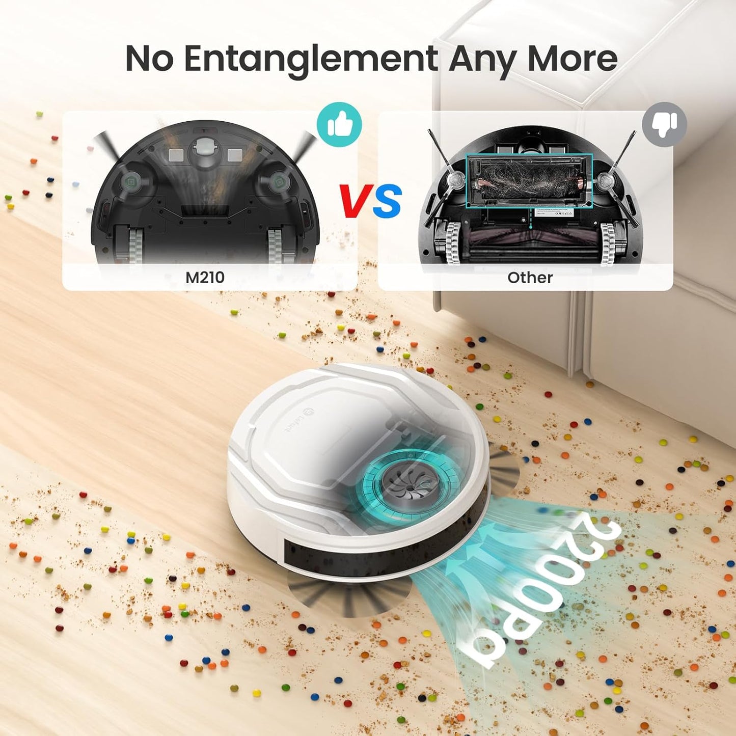 Robotstofzuiger – Robotstofzuiger met afstandsbediening – WiFi Stofzuiger – Slimme Stofzuiger – Automatische Stofzuiger – Krachtige Zuigkracht 2200 Pa – Compact 7,85 cm Hoog – Wit