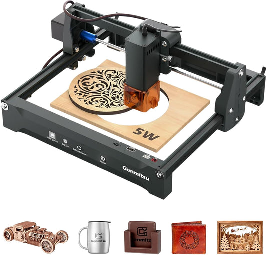 Genmitsu Lasergraveermachine Kortek 5W ±0,01 mm Hoge precisie, 200 x 150 mm, draagbare CNC-lasersnijder voor doe-het-zelf hout, ondoorzichtig acryl, leer, glas, keramiek, metaal en vezels