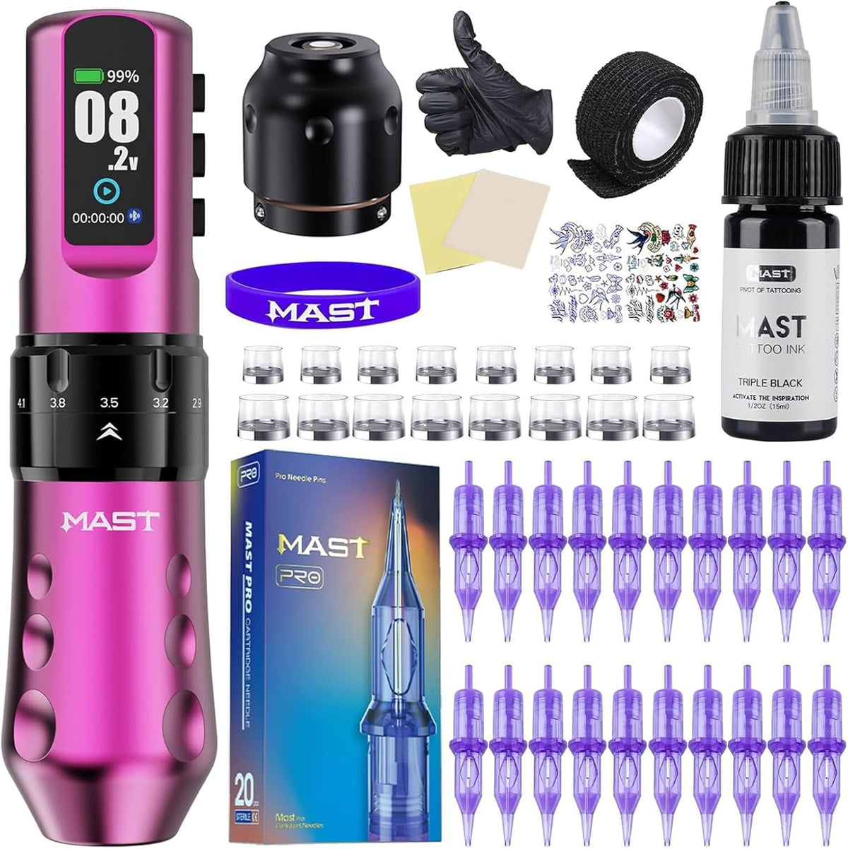Draadloze Tattoo Machine – Tattoo Pen – Tatoeage Machine – Permanente Make-up Machine – Tattoo Gun – 7 Instelbare Naalddieptes – Lichtgewicht & Ergonomisch Handvat 38,5 mm