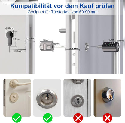 WELOCK T71 Deurslot, vingerafdruk, elektronisch deurslot, code, met RFID-kaart, app, wifi, vingerafdrukslot, huisdeur, IP65, slim deurslot, sluitcilinder voor deuren van 50-100 mm, Smart Lock