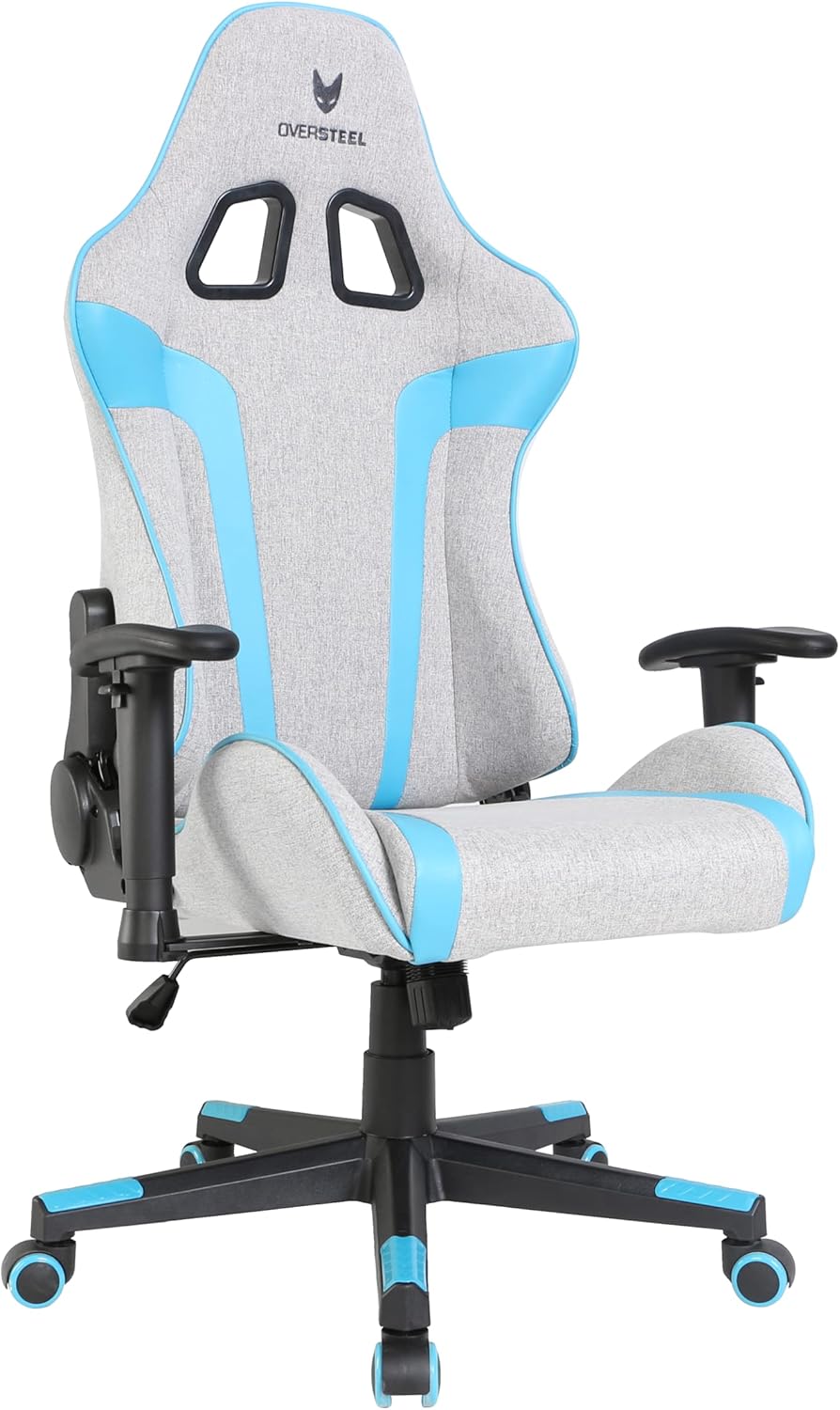 Oversteel - ULTIMET professionele gamestoel, ademende stof, 2D armleuningen, in hoogte verstelbaar, 180° verstelbare rugleuning, gaszuiger klasse 3, tot 120 kg, grijs/blauw