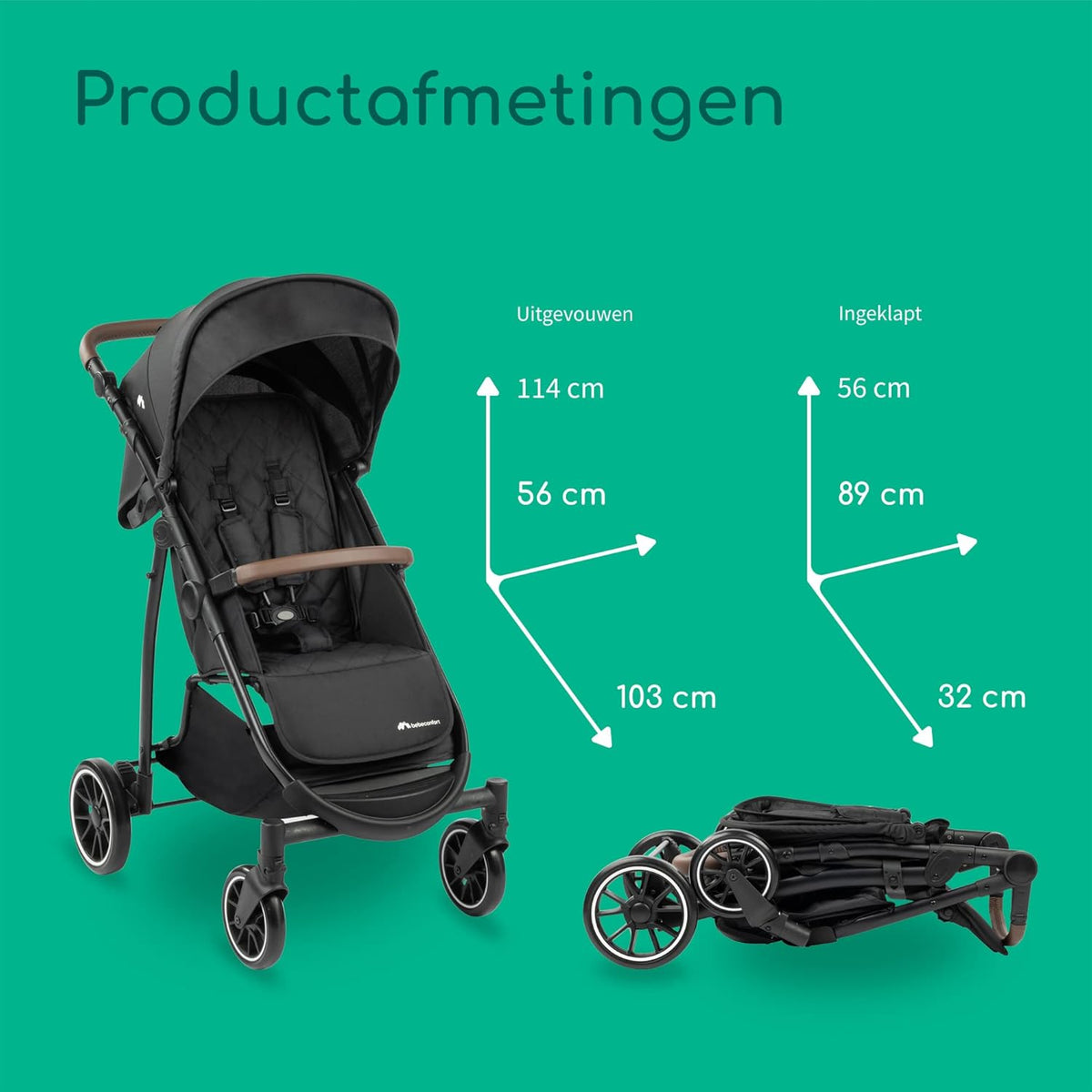 Bebeconfort Ingenious, Kinderwagen vanaf de geboorte, Compacte kinderwagen, Kinderwagen met vlakke ligstand, Vanaf de geboorte tot circa 4 jaar, Tot 22 kg, Major Black