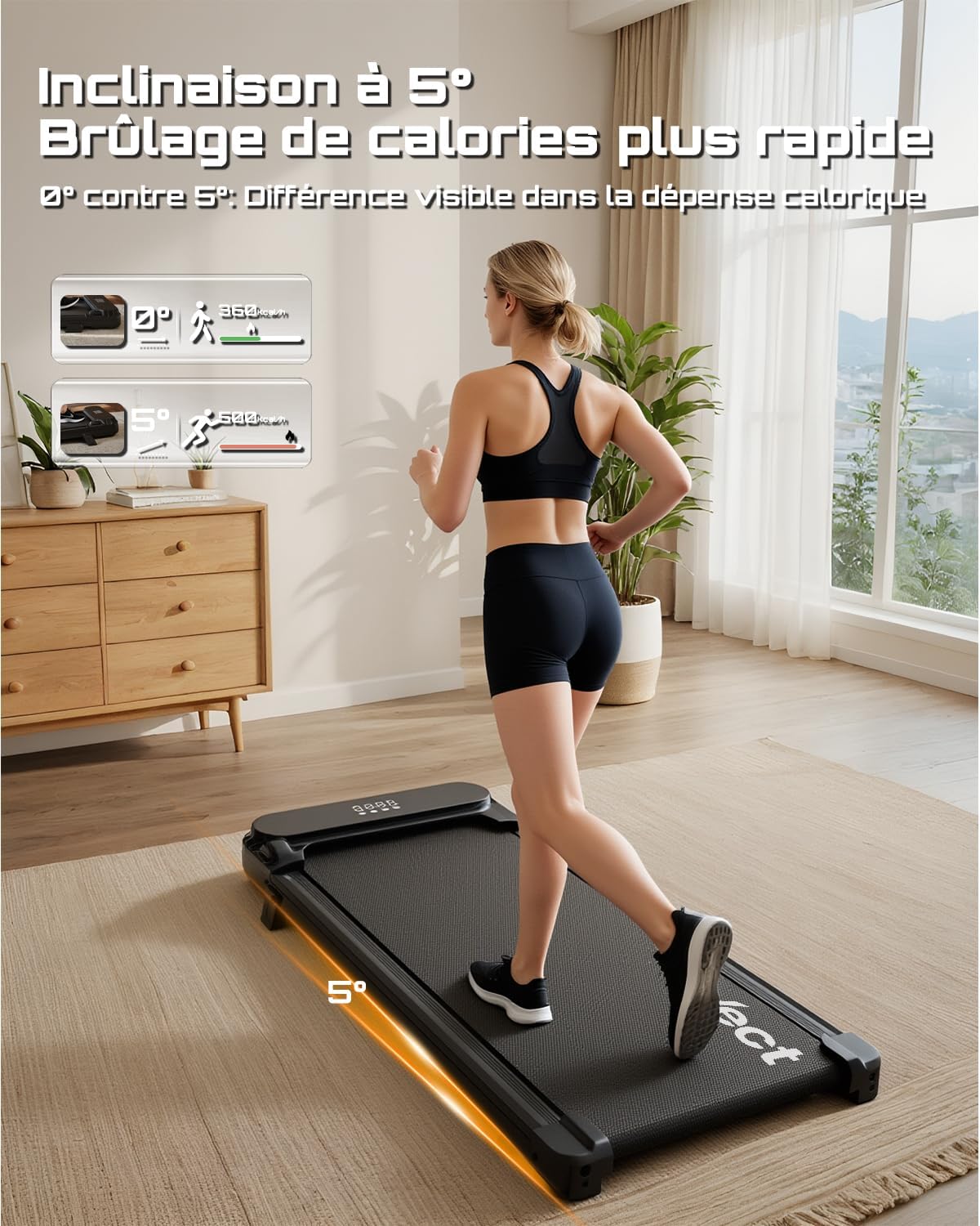 Walking Pad for Home and Office | Under Desk Treadmills Treadmill Machine Foldable Treadmill with Handle | Compact Walking Mat Inside 8Km/h treadmill - QUORE