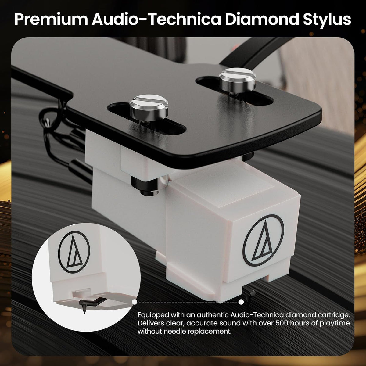 Bluetooth Vinyl Platenspeler,HiFi-draaitafel met Magnetische Cartridge AT-3600L (MM),Phono-Voorversterker,33/45RPM Riemaandrijving 2-snelheden,AUX-in (Classic)