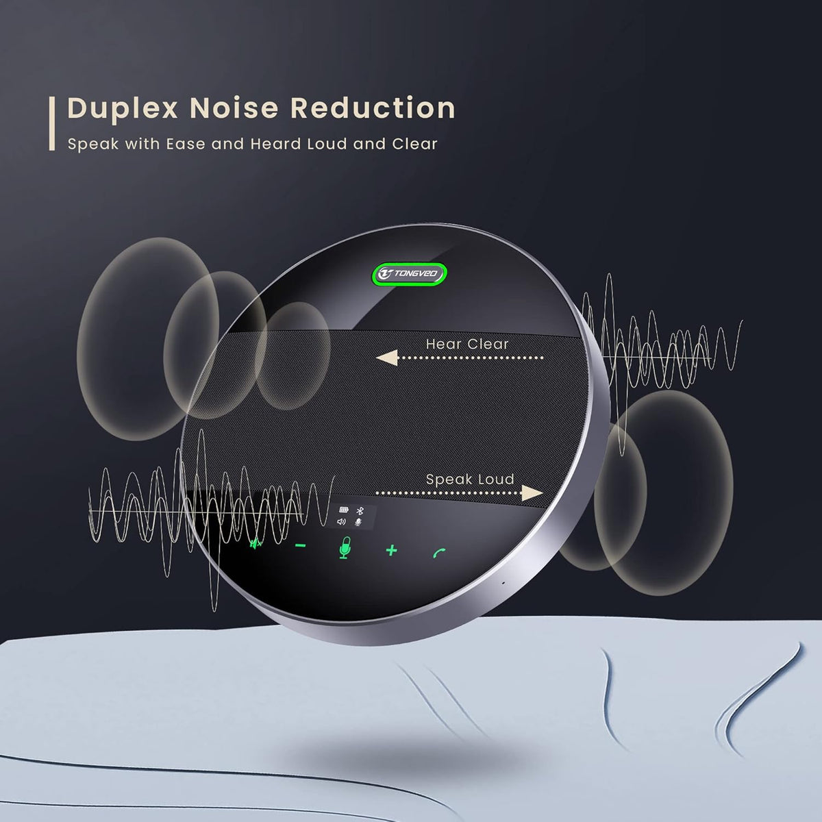 Conferentie Luidspreker en microfoon TONGVEO Bluetooth Draadloze Luidspreker AI Ruisonderdrukking, voor vergaderruimte Video Skype Call Home Office, 360º Luid en Clear Voice Pickup