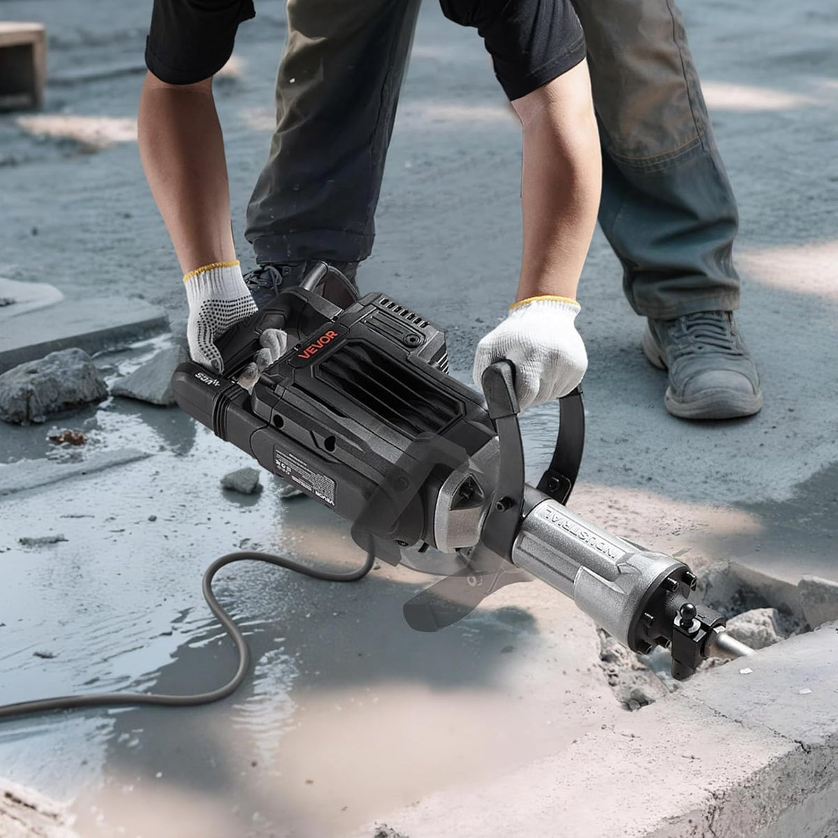 VEVOR Demolition Jack Hammer, 3000 W Powerful Electric Hammer, Concrete Crusher 1700 BPM with Point Chisel, Carry Bag, Gloves, Goggles, for Concrete, Wall, Brick, Tiles and Foundation