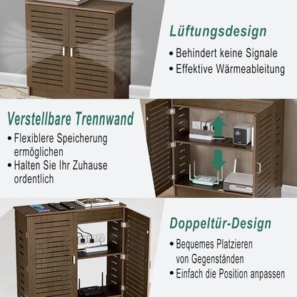 WiFi-router Opbergbox, WiFi-router Opbergkast met Verstelbare Planken, Geschikt Voor Kantoor- en Thuisgebruik (Walnoot, 70 x 50 x 25 cm)