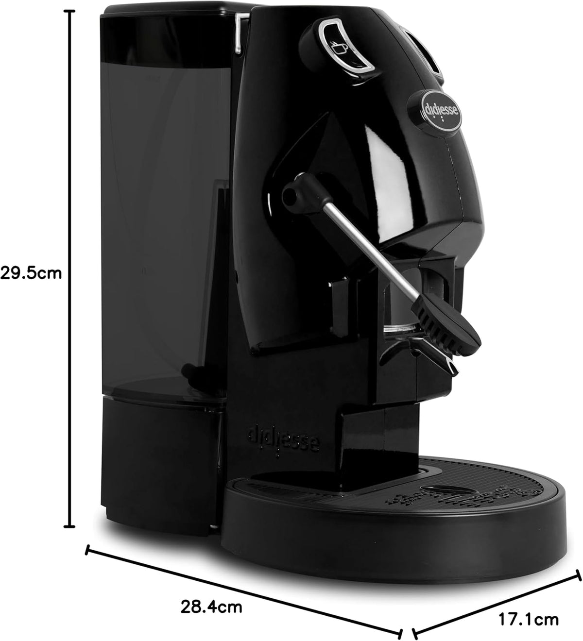 Didiesse Baby Frog Coffee & Tea Koffiezetapparaat voor pads, met melkopschuimer en dubbele padhouder voor koffie en thee, laag verbruik 450 W, warmwaterdispenser (zwart)
