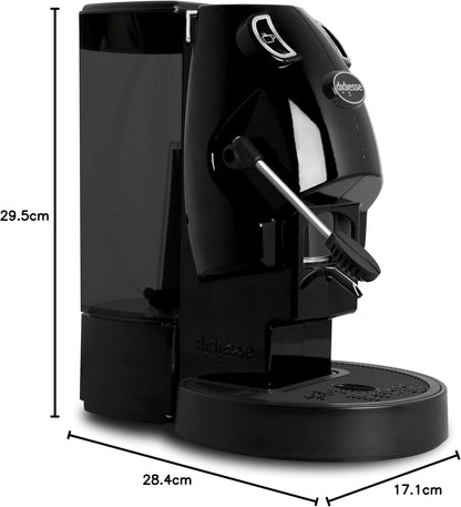 Didiesse Baby Frog Coffee & Tea Koffiezetapparaat voor pads, met melkopschuimer en dubbele padhouder voor koffie en thee, laag verbruik 450 W, warmwaterdispenser (zwart)