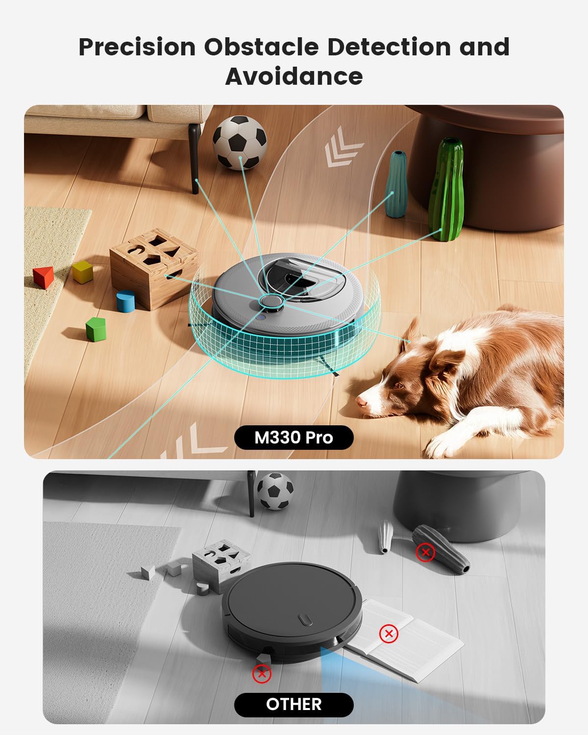 Lefant M330 Pro Robotstofzuiger en Dweilrobot Met 3-In-1 Mapping, Dtof-Navigatie, 5000Pa, Diameter 28 Cm, Obstakelvermijding Psd 190°, App/Alexa/i Watch, Ideaal Voor Haren M