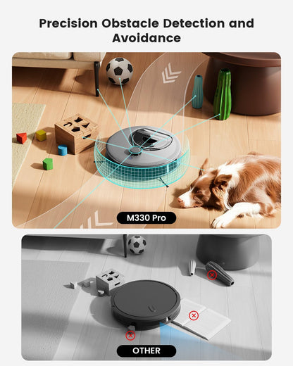 Lefant M330 Pro Robotstofzuiger en Dweilrobot Met 3-In-1 Mapping, Dtof-Navigatie, 5000Pa, Diameter 28 Cm, Obstakelvermijding Psd 190°, App/Alexa/i Watch, Ideaal Voor Haren M