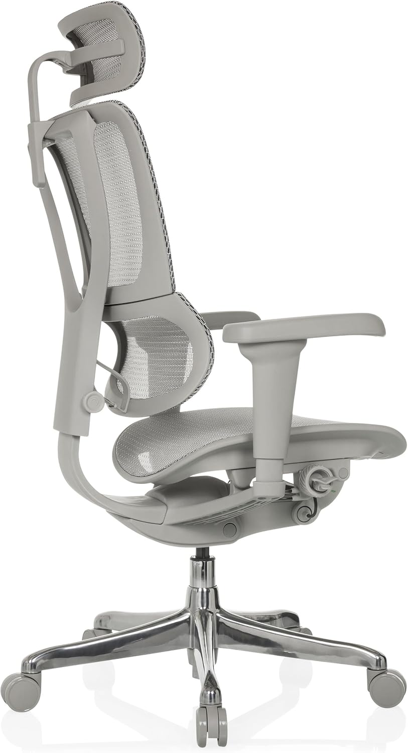 hjh OFFICE Ergonomische Ergohuman Slim Ultra G GEN2 Bureaustoel met flexibele lendensteun, netbespanning, grijs