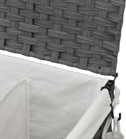 Wasmandoek – Wasmand – Waszak – Wascontainer – Wassenbak  – Inklapbaar Met Wieltjes & Remmen – 60x35x60,5 cm – Grijs