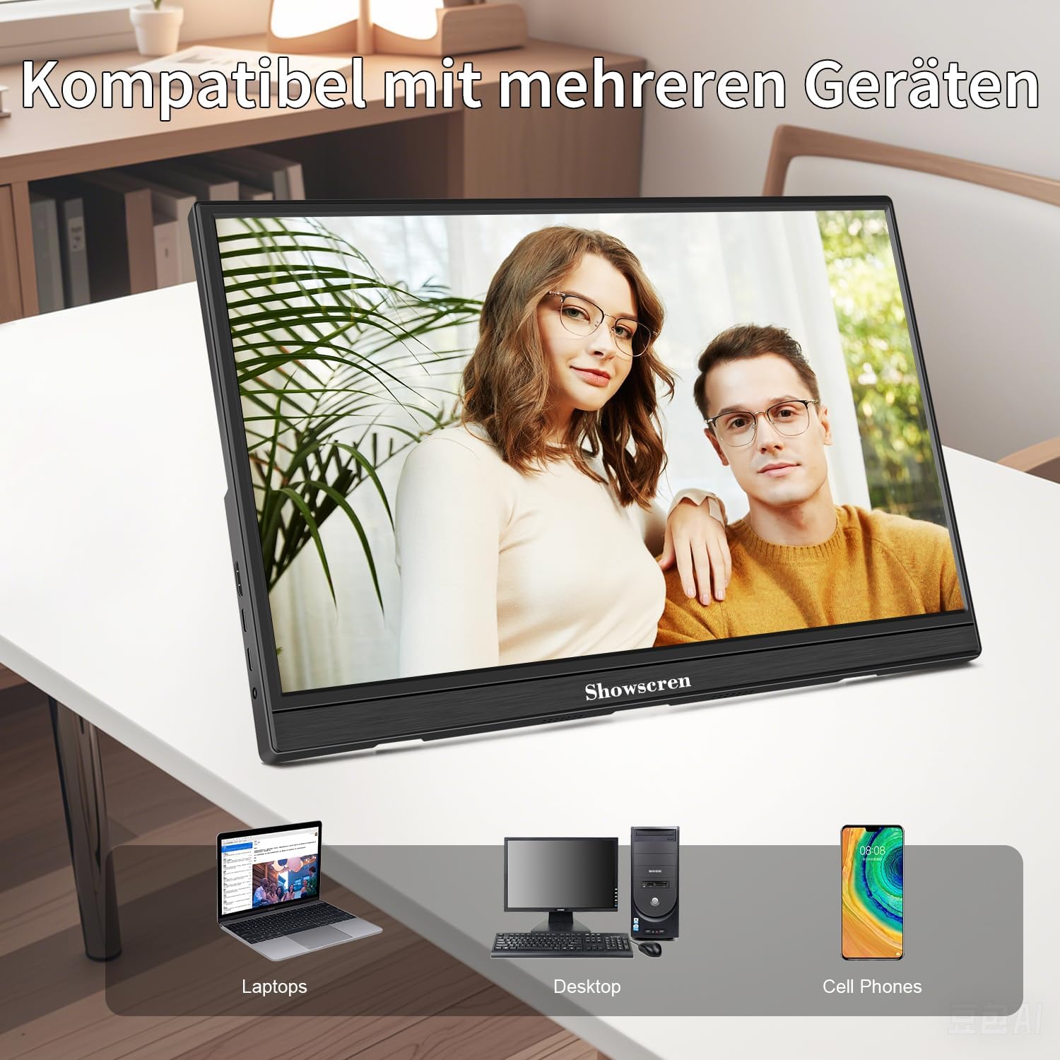 Portable Touch Screen Monitor 15.6" FHD 1920 x 1080p Display, 60Hz, 100% sRGB with Speaker, Integrated Stand, HDMI USB-C Expansion, Laptop Monitors for Switch - QUORE